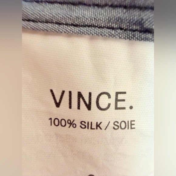 Vince 100% Silk Blue Tie Dye Blouse Long Sleeve Split Neck Top Womens M - Picture 4 of 5